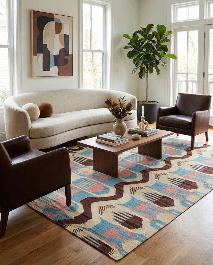 5' 4 x 6' 7 Hand Woven Kilim Modern Wool Rug