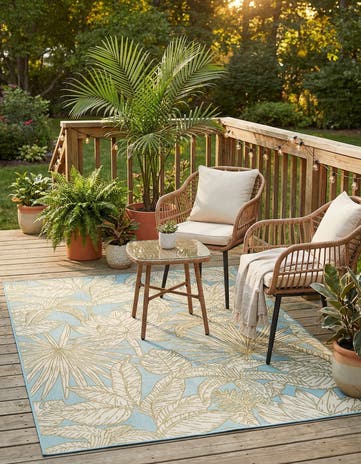5' x 7' Easy-Clean Botanical Indoor / Outdoor Rug