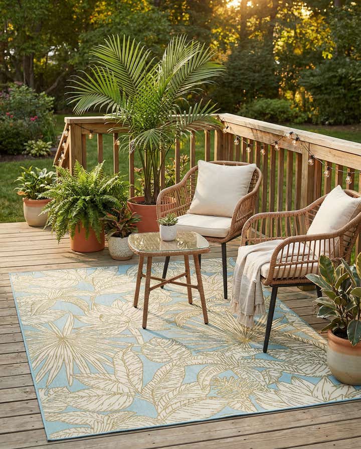 5' x 7' Easy-Clean Botanical Indoor / Outdoor Rug