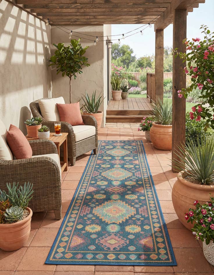 Detail image of 2' 7 x 10'  Washable Baja Indoor / Outdoor Runner Rug