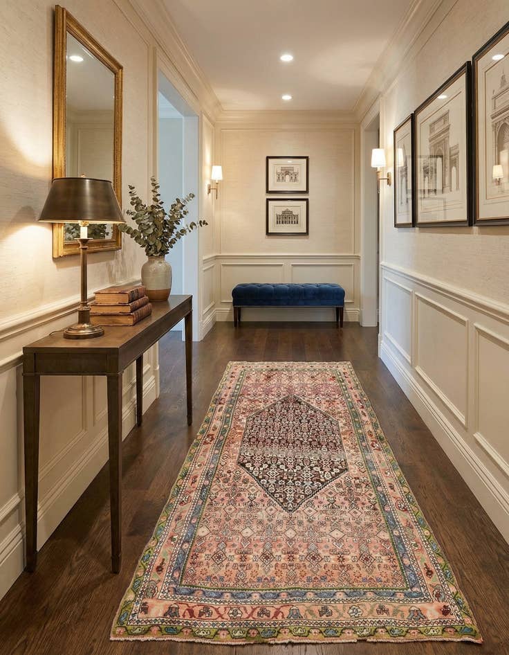 Detail image of 4' 7 x 9' 9  Hand Knotted Bidjar Persian Wool Runner Rug