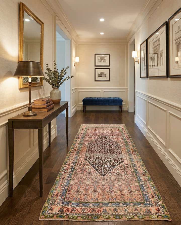 4' 7 x 9' 9 Hand Knotted Bidjar Persian Wool Runner Rug