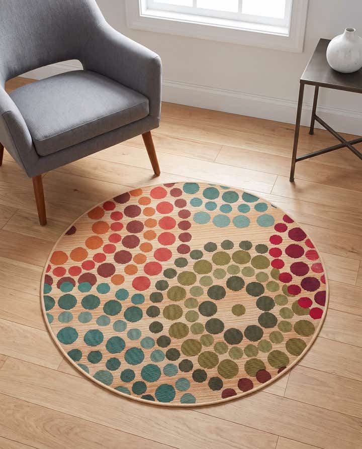 3' x 3' Easy-Clean Modern Indoor / Outdoor Round Rug