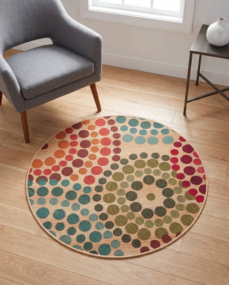 Detail image of 3' x 3' Easy-Clean Modern Indoor / Outdoor Round Rug