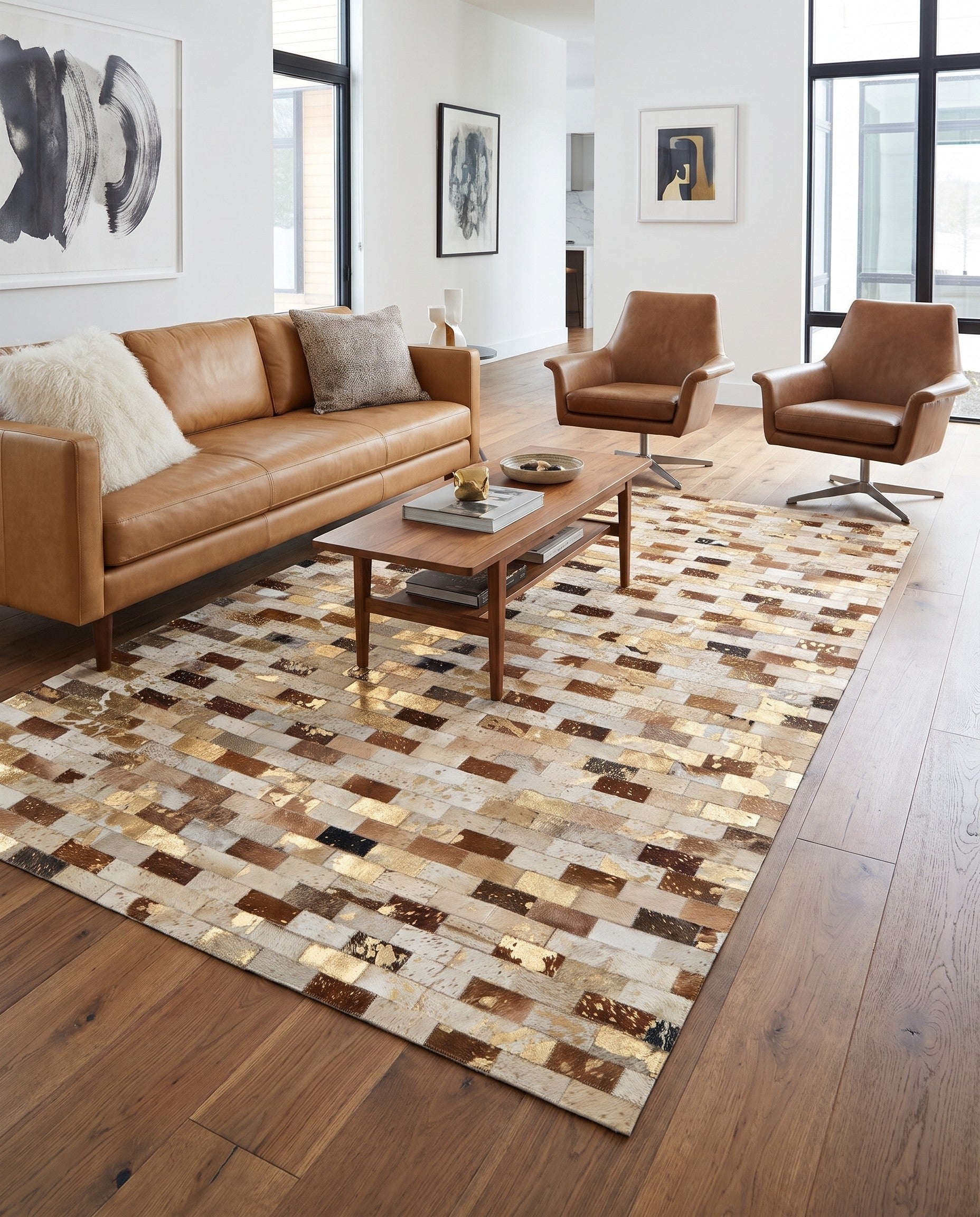 150cm x 245cm Cowhide - Patchwork Tæppe