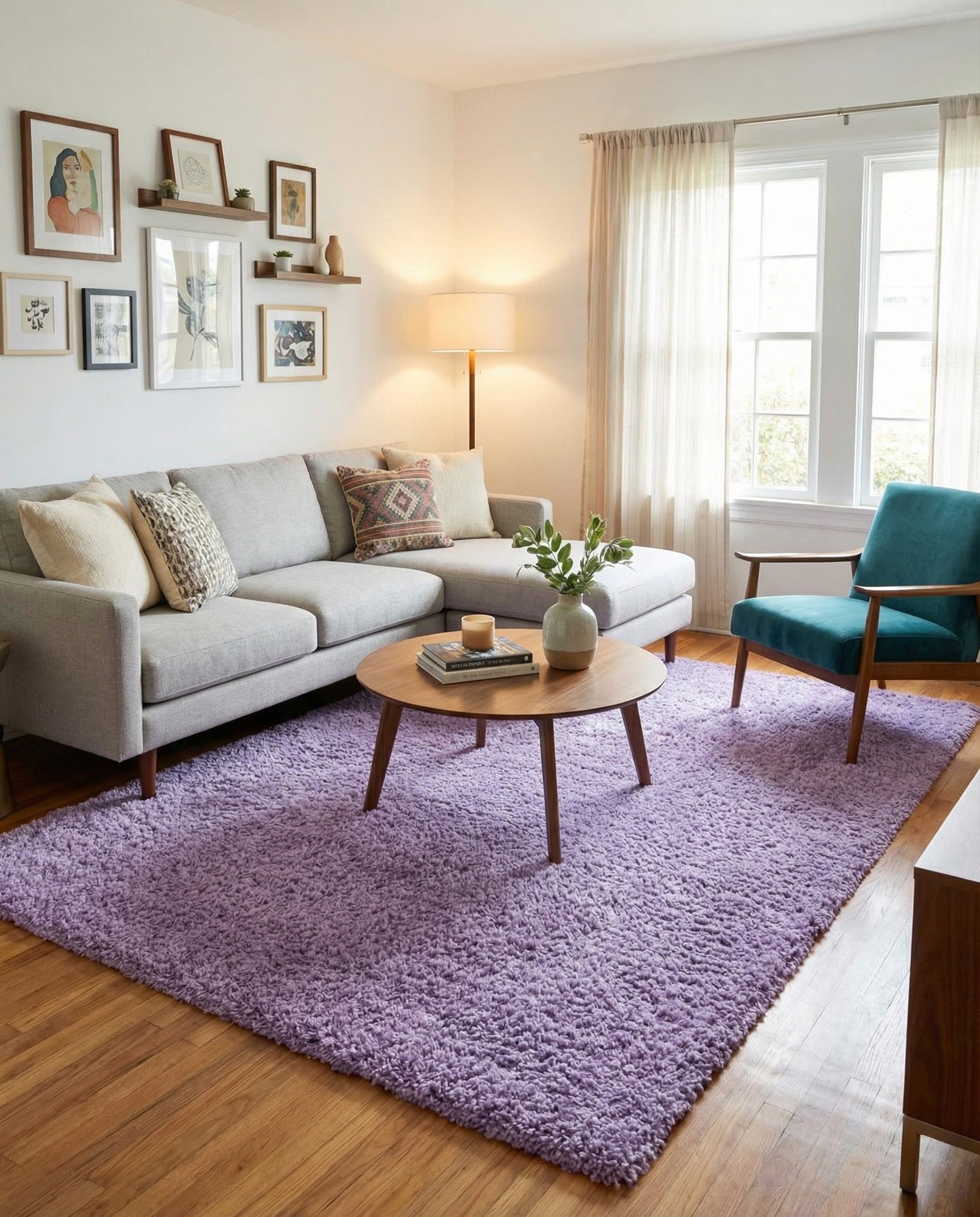  9' x 12' Solid Shag Rug