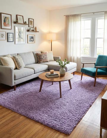 Lilac Solid Shag Rug