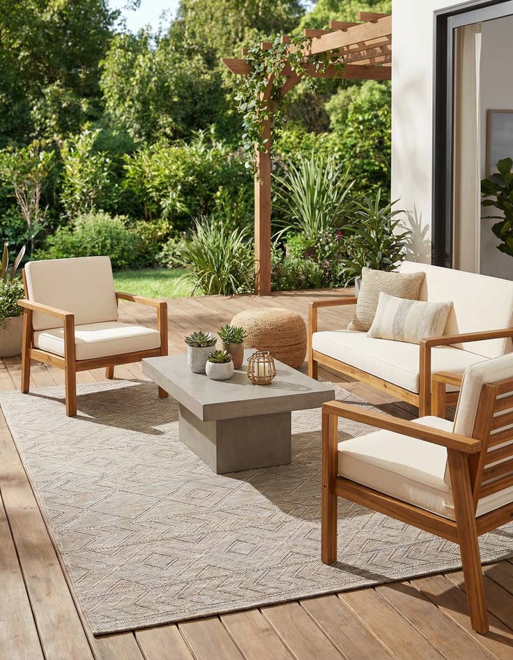 Detail image of 5' 3 x 8'  Washable Modern Indoor / Outdoor Rug