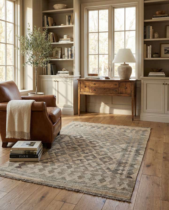 3' 4 x 5' Hand Woven Kilim Maymana Wool Rug