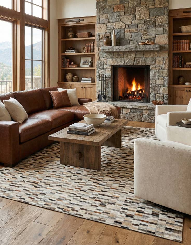 Detail image of  7' 11 x 9' 10 Cowhide Stocks Rug