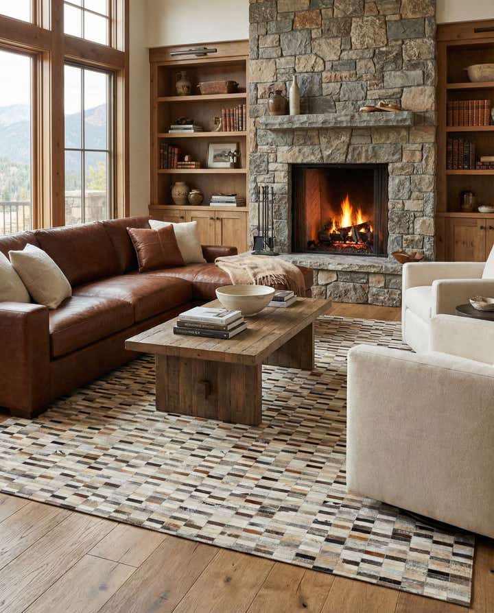 7' 11 x 9' 10 Cowhide Stocks Rug