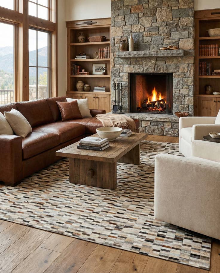 Detail image of 7' 11 x 9' 10 Cowhide Stocks Rug