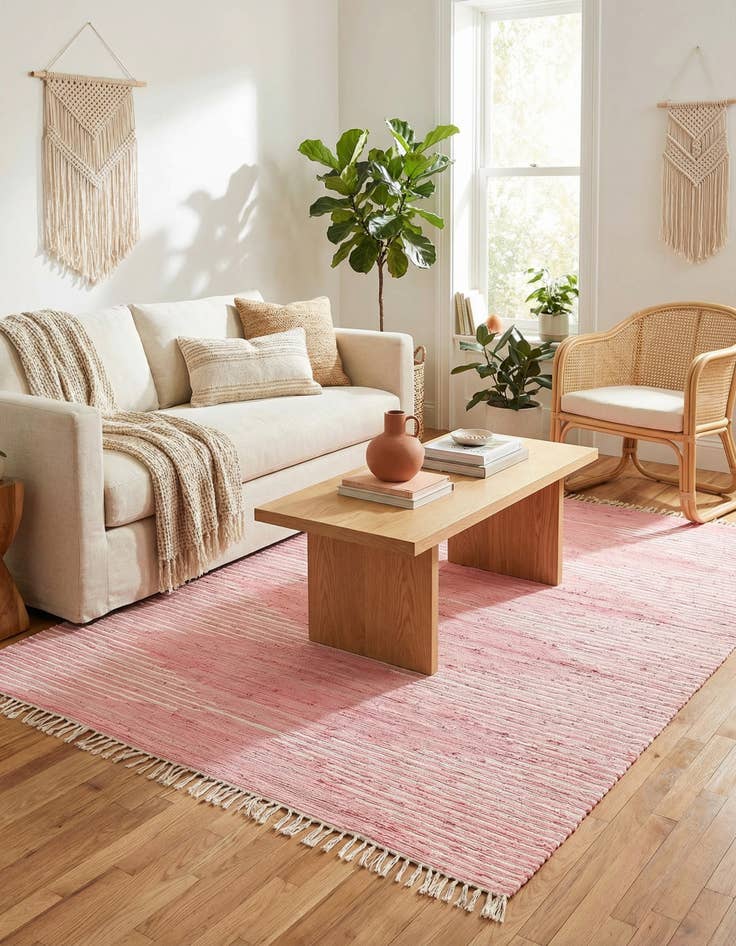 Detail image of 8' x 11'  Hand Woven Chindi Cotton Rug