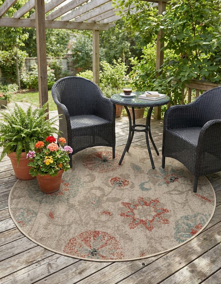 5' x 5' Easy-Clean Botanical Indoor / Outd...