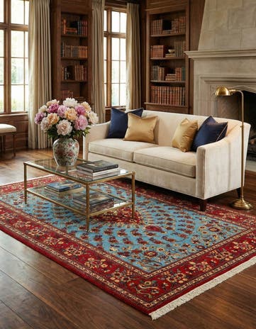4' 8 x 7' 2 Hand Knotted Qom Persian Rug
