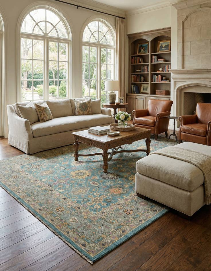 Detail image of 10' x 14' 1  Hand Knotted Oushak Rug