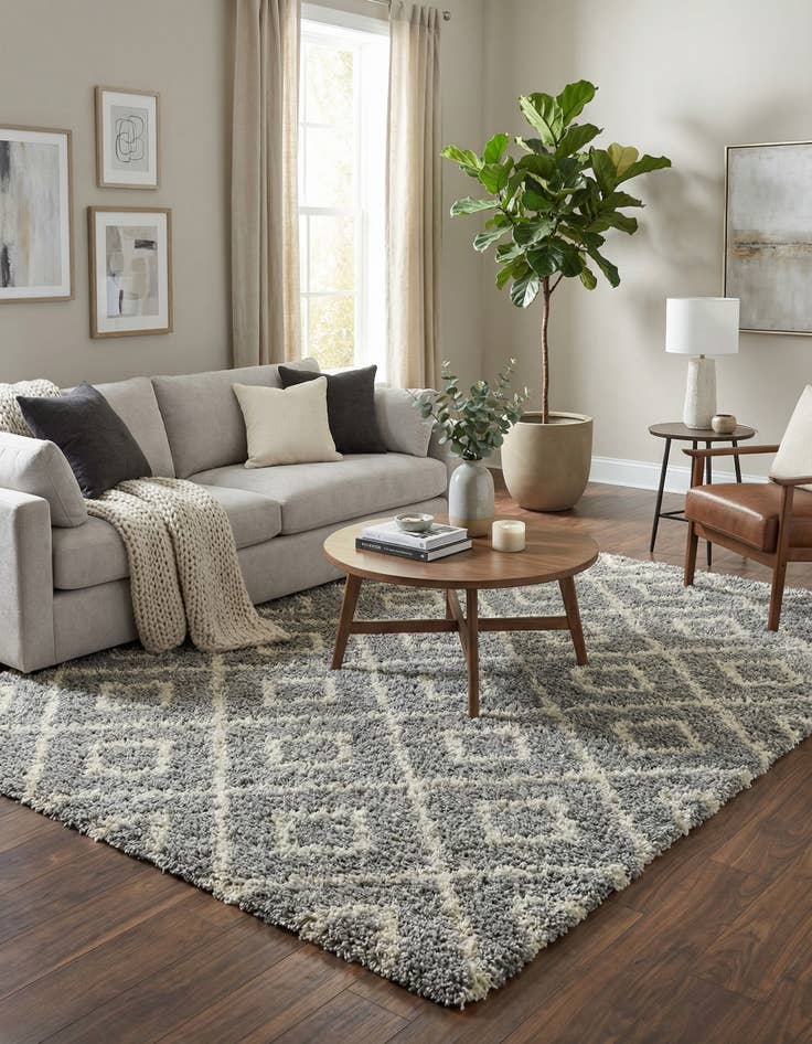 Detail image of  10' x 13' Lattice Shag Rug