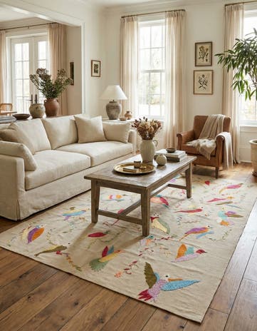 5' 6 x 7' 7 Hand Woven Kilim Suzani Wool Rug
