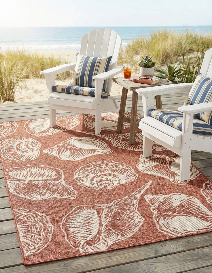 Detail image of  5' 3 x 8'  Washable Coastal Indoor / Outdoor Rug