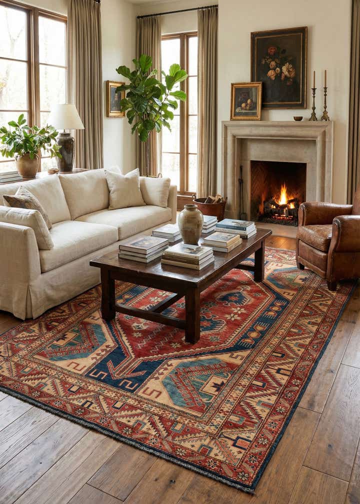 5' 8 x 8' 3 Hand Knotted Kazak Oriental Wool Rug