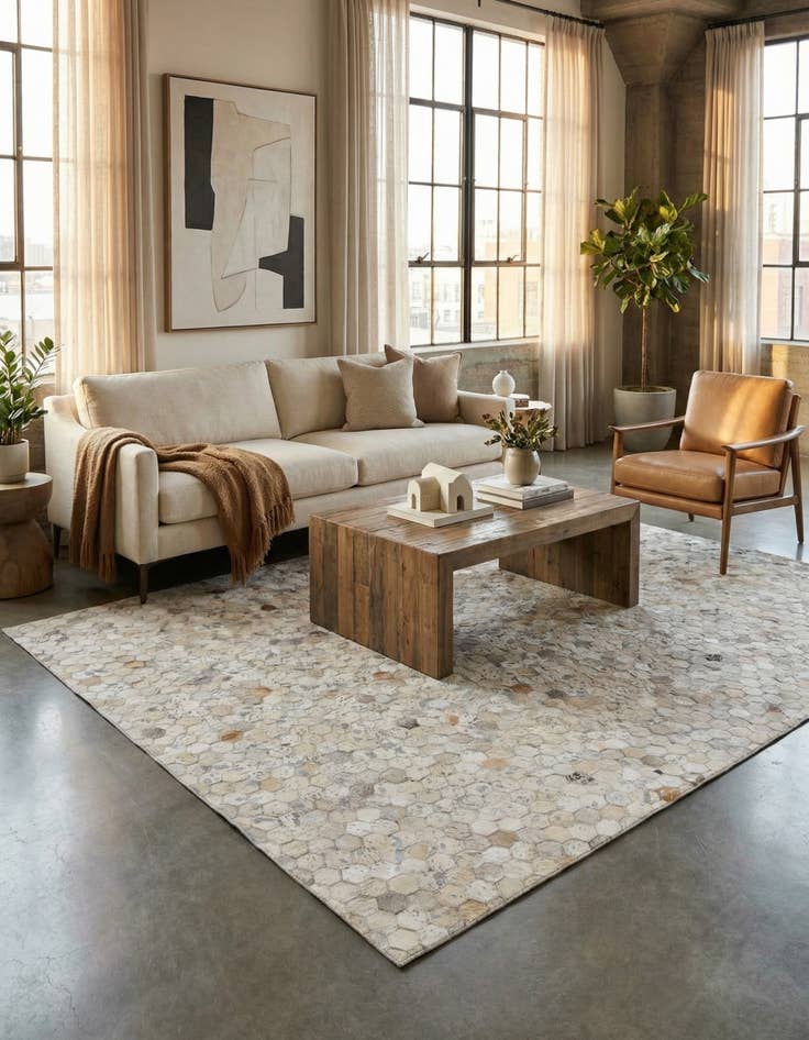 Detail image of 5' 1 x 8' Cowhide Stocks Rug