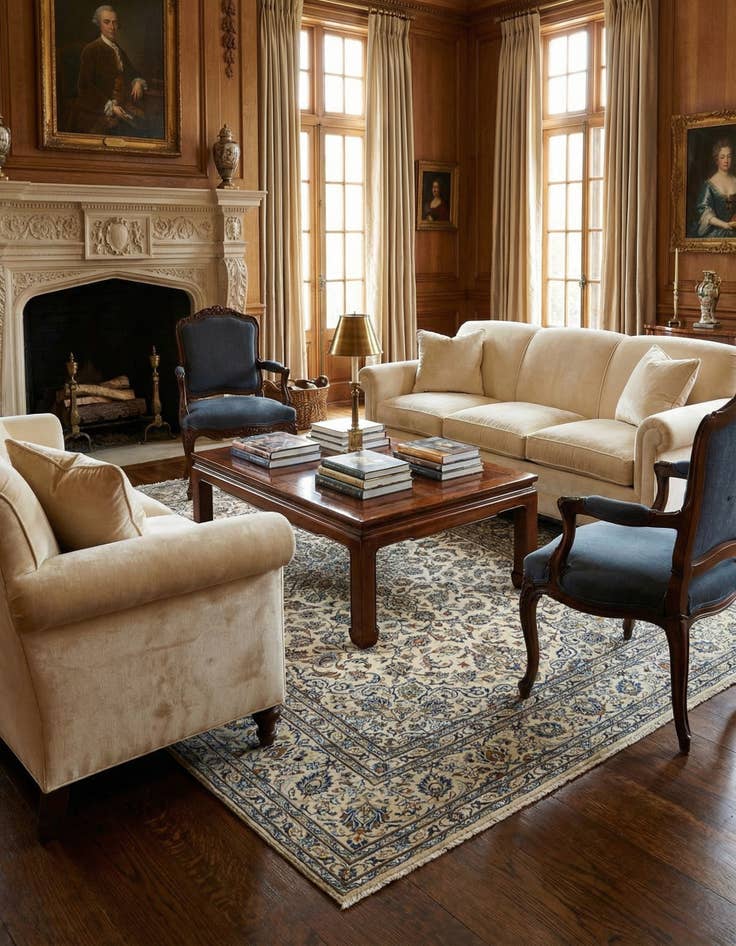 Detail image of 7' 10 x 11' 2 Kashan Wool Rug