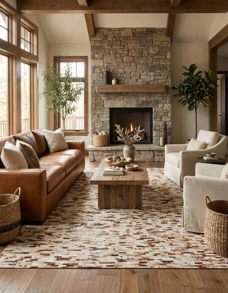 Detail image of 8' x 9' 8 Cowhide Leather Rug