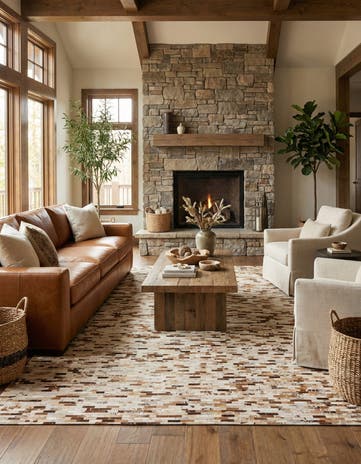 8' x 9' 8 Cowhide Leather Rug