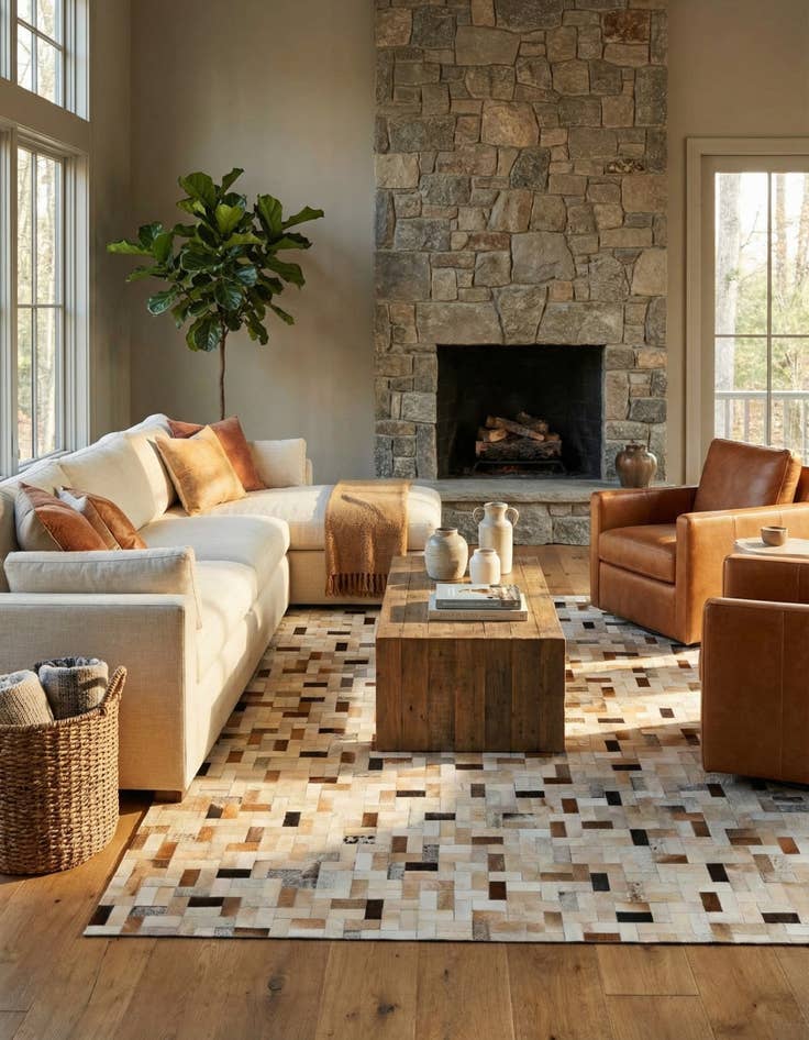 Detail image of  7' 11 x 9' 10 Cowhide Stocks Rug