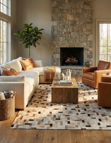 7' 11 x 9' 10 Cowhide Stocks Rug