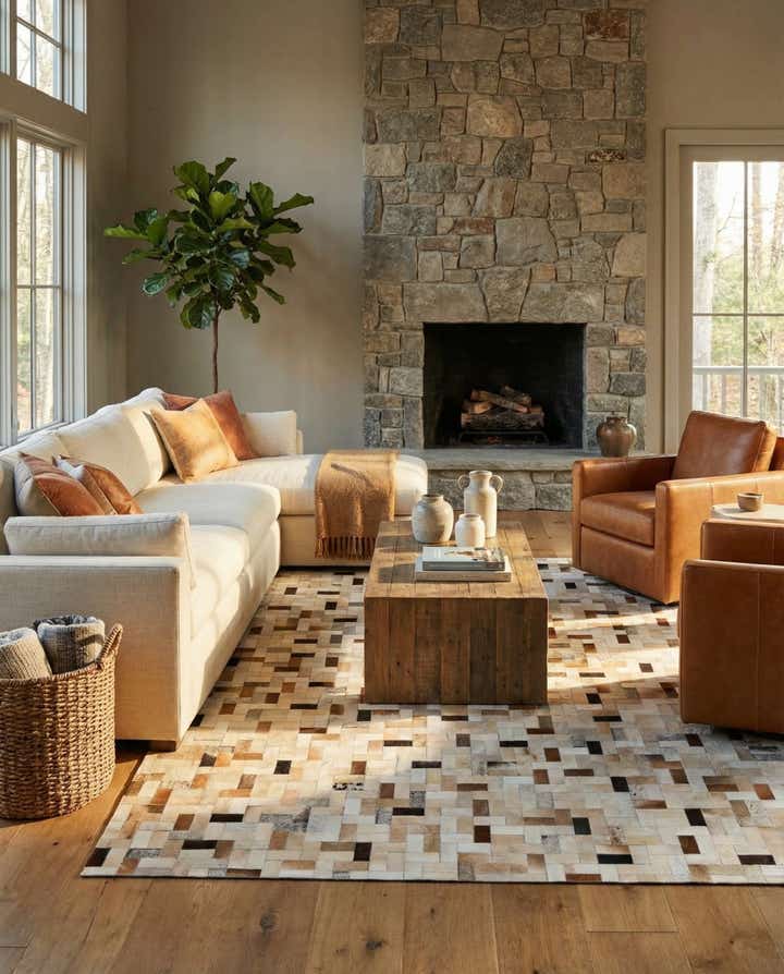 7' 11 x 9' 10 Cowhide Stocks Rug