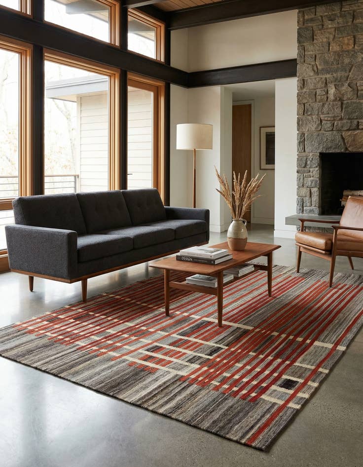 Detail image of 5' 4 x 8'  Hand Woven Kilim Modern Wool Rug