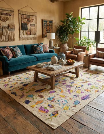 5' 6 x 7' 10 Hand Woven Kilim Suzani Wool Rug