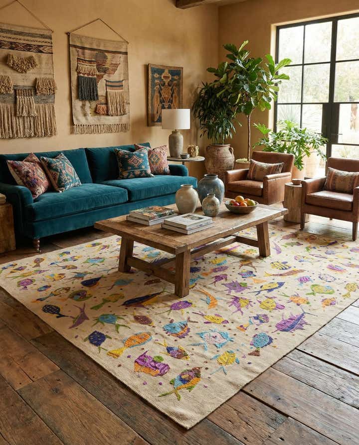 5' 6 x 7' 10 Hand Woven Kilim Suzani Wool Rug