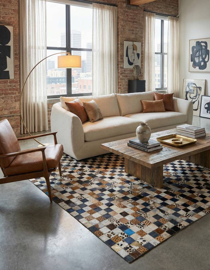 Detail image of  5' x 8' Cowhide Leather Rug