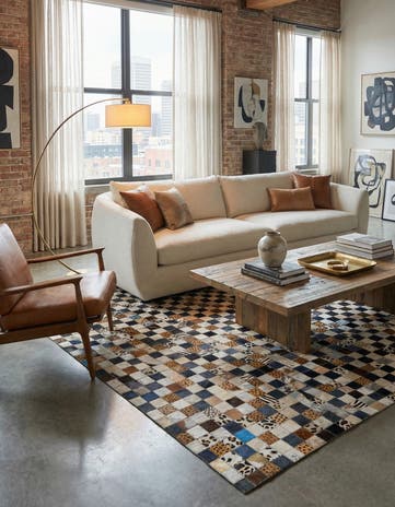 5' x 8' Cowhide Leather Rug