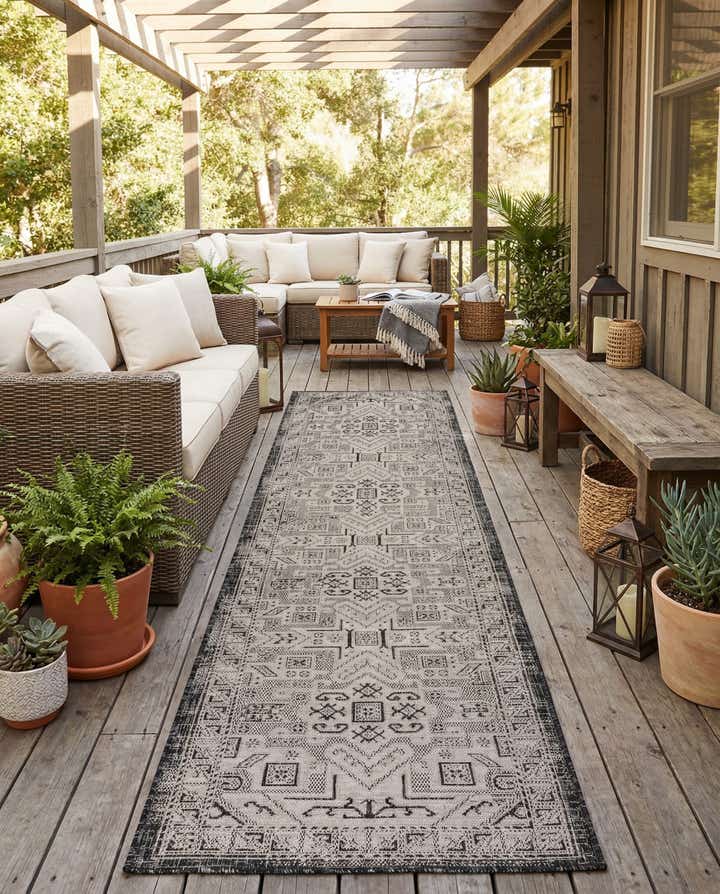 2' 7 x 12' Easy-Clean Aztec Indoor / Outdoor Runner Rug