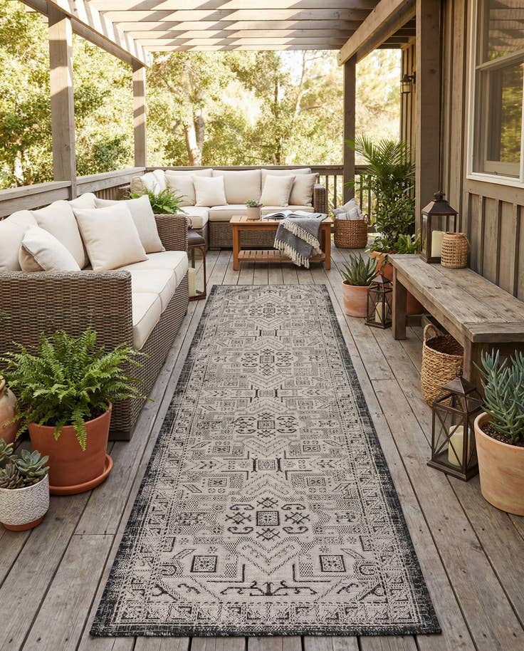 Detail image of 2' 7 x 12' Easy-Clean Aztec Indoor / Outdoor Runner Rug