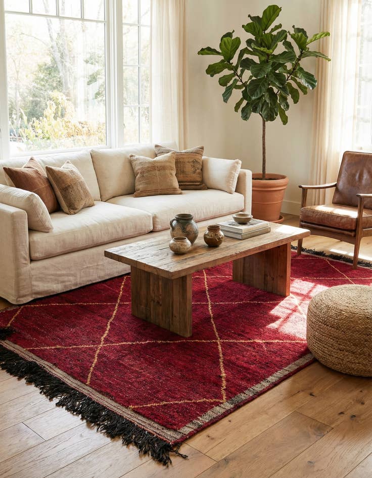 Detail image of 6' 5 x 9' 7  Hand Knotted Moroccan Wool Rug