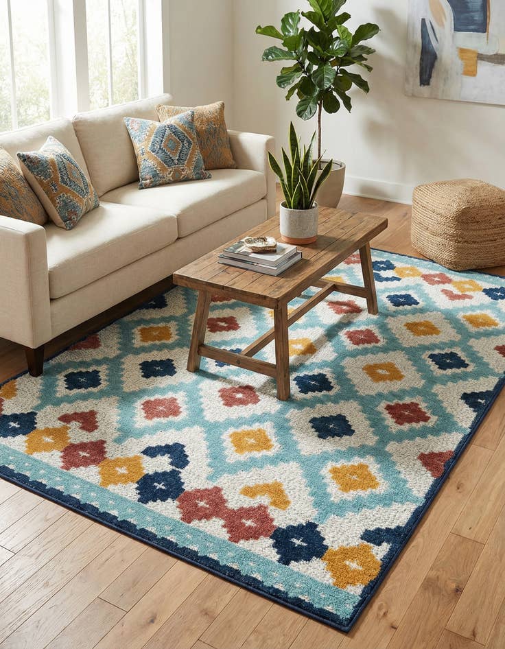 Detail image of 5' 3 x 8'  Washable Belize Indoor / Outdoor Rug