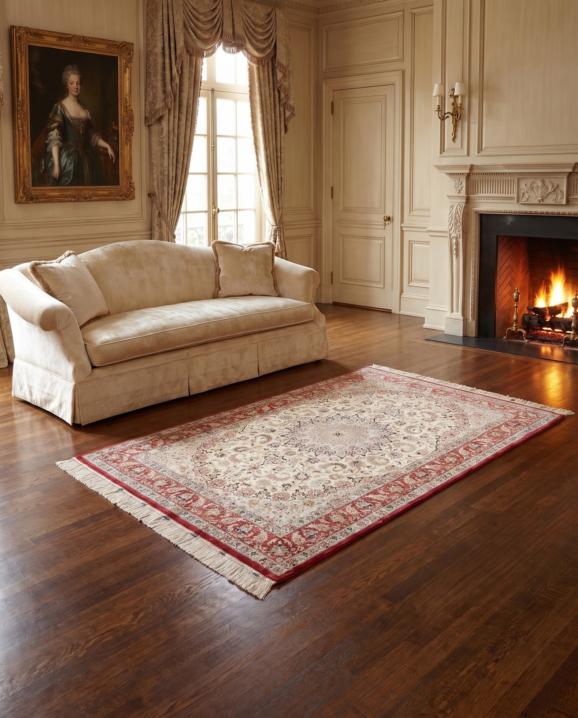 4' 4 x 6' 7 Ghom Silk Rug