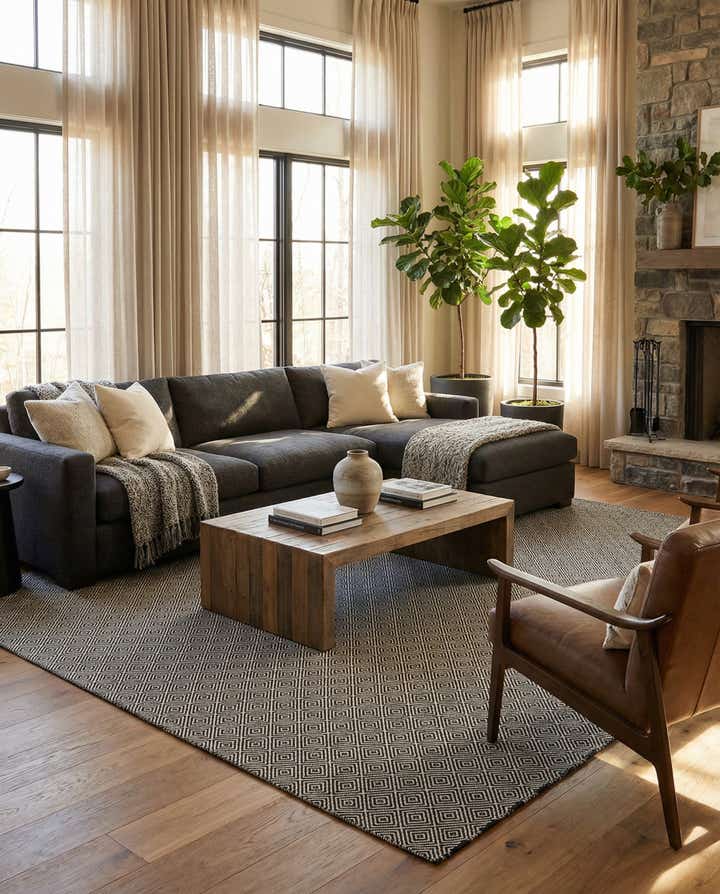 12' x 12' Hand Woven Geo Trellis Flatweave Square Rug