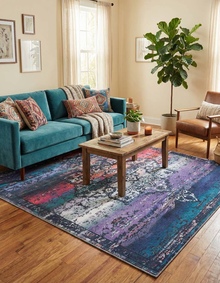 Detail image of  7' 3 x 7' 3  Washable Francesca Square Rug