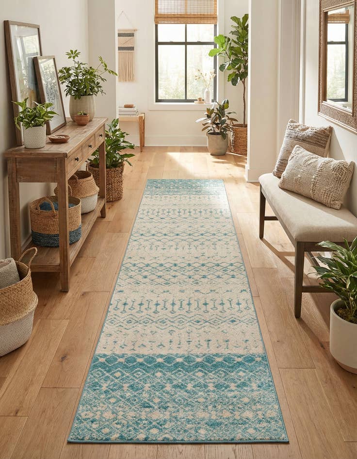 Detail image of 3' 3 x 16' 5 Moroccan Trellis Runner Rug