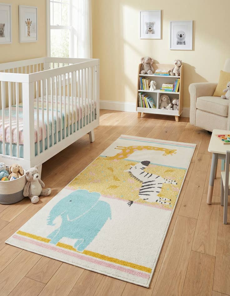 Detail image of 2' 2 x 3' 11 Animals Whimsy Kids Runner Rug