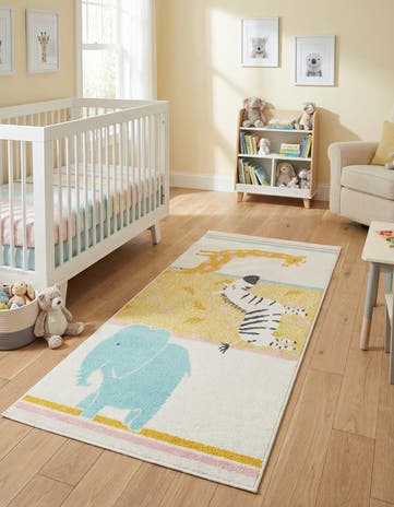 2' 2 x 3' 11 Animals Whimsy Kids Runner Rug
