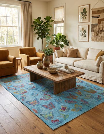 4' 9 x 6' 2 Hand Woven Kilim Suzani Wool Rug