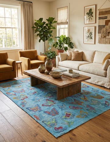 4' 9 x 6' 2 Hand Woven Kilim Suzani Wool Rug