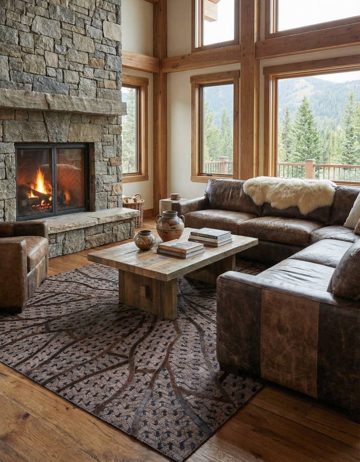 Detail image of 5' 2 x 8' Cowhide Leather Rug