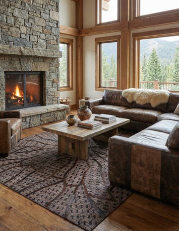 5' 2 x 8' Cowhide Leather Rug